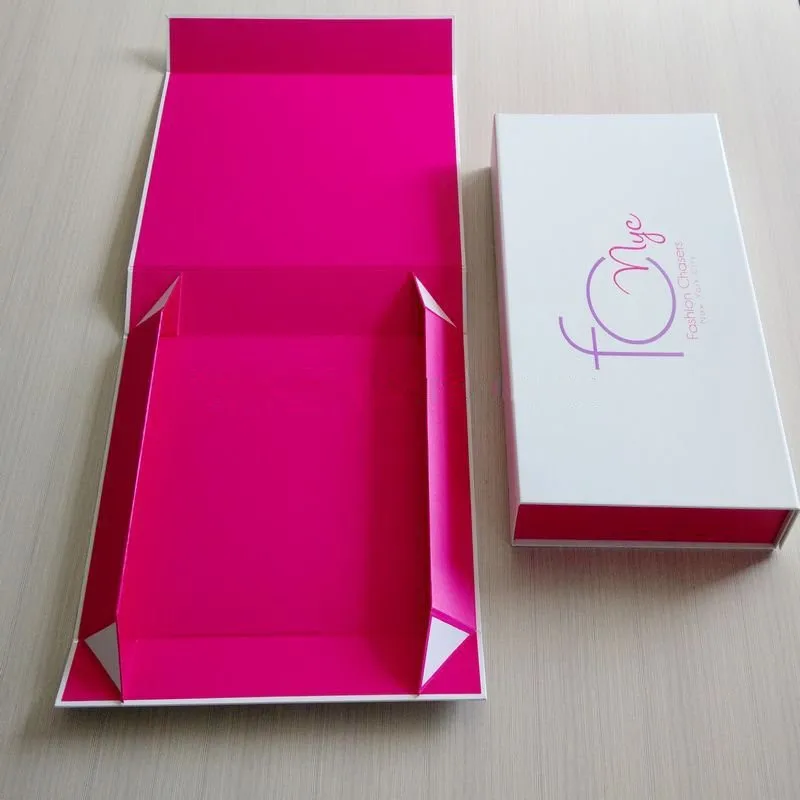 

Manufacturer 500PCS/lot Custom design Luxury Printing pink Paperboard Folding box with magnetic Closure Handmade Paper gift box