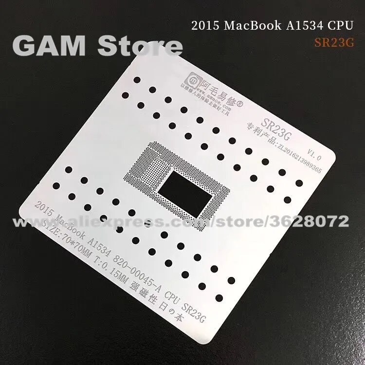 

For Macbook 2015 A1534 820-00045-A CPU SR23G BGA Stencil Reball Chip Tin Plant Net Solder Heat Template Amaoe 0.15mm Thickness