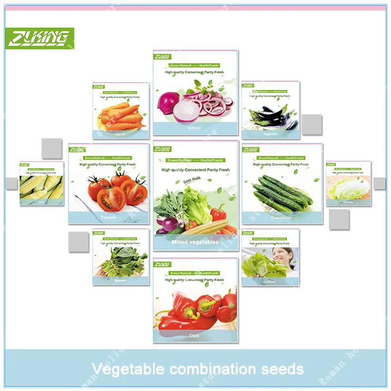 

ZLKING 1000 Pcs Mixed Organic Vegetables Bonsai Healthy Organic Security Plant For Kitchen Farm Home Garden Planting