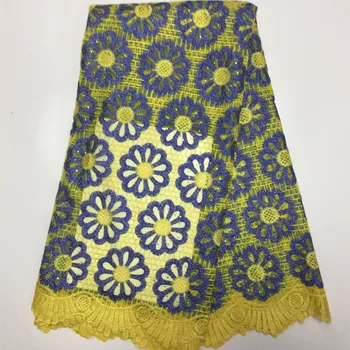 

High Quality Nigerian Lace Fabrics With Stones 2017 African French Net Lace Fabric Embroidered Tulle Mesh Lace Fabric 5yards