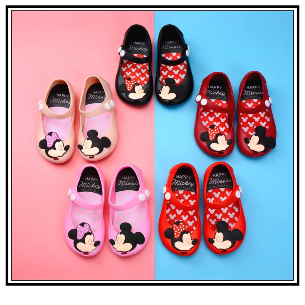 

Toddler Kids Summer Shoes Candy Color Non-Slip Beach Shoes for Girls Mickey Mouse Jelly Shoes Mary Jane Flats Girls Clothes