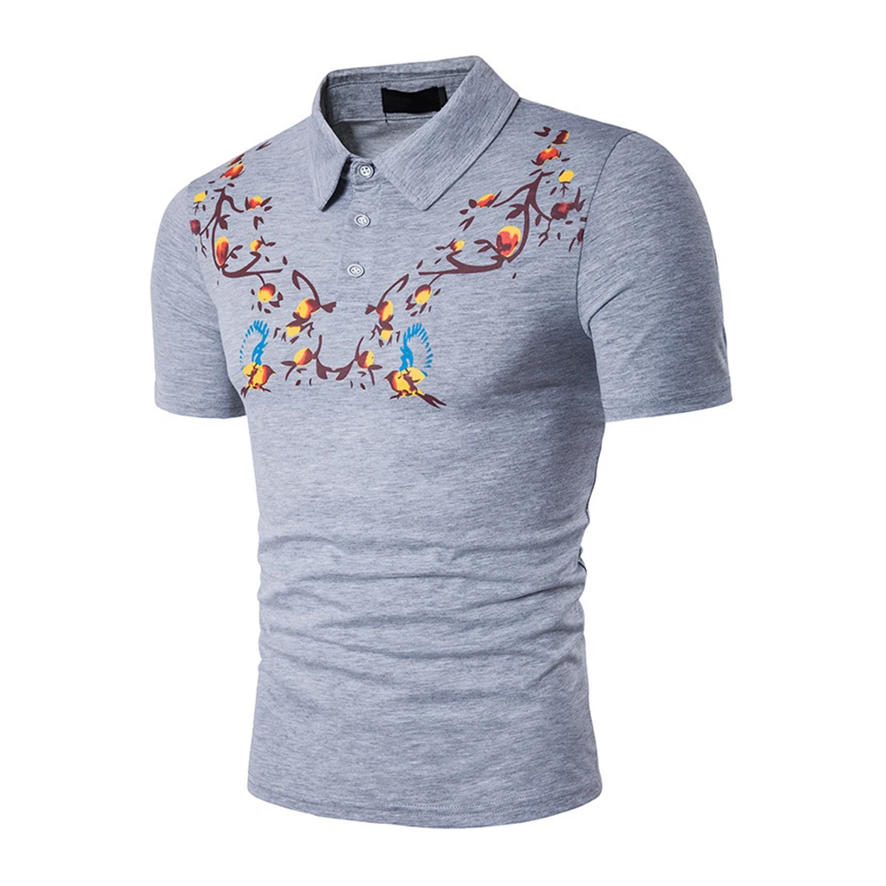 

New Brand Men Polo Shirt Short Sleeve Cotton Polo Homme Flower Print Casual Men's Polo Shirt Slim Summer Male Top Tees
