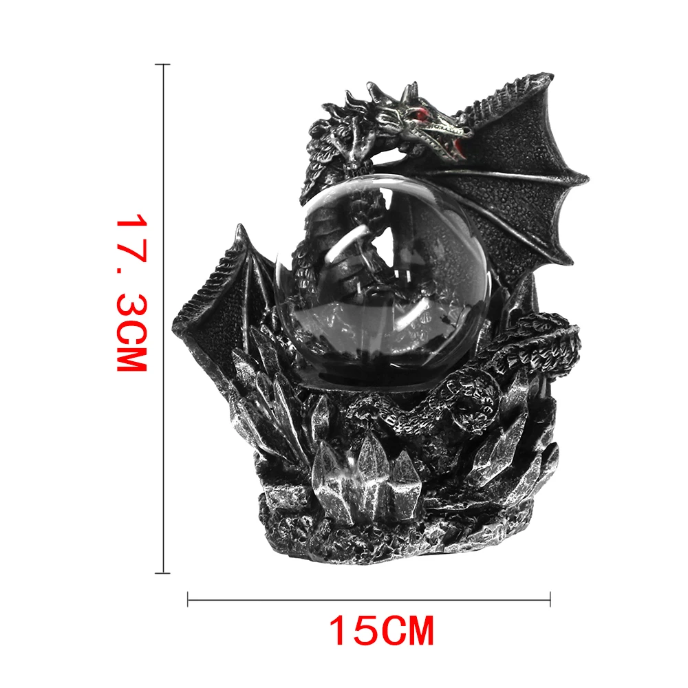 Средневековый Дракон Статуя Смолы темные драконы Страж Сенсорный отзывчивый Электрический плазменный глазящий шар готическое освещение подарок на Хэллоуин