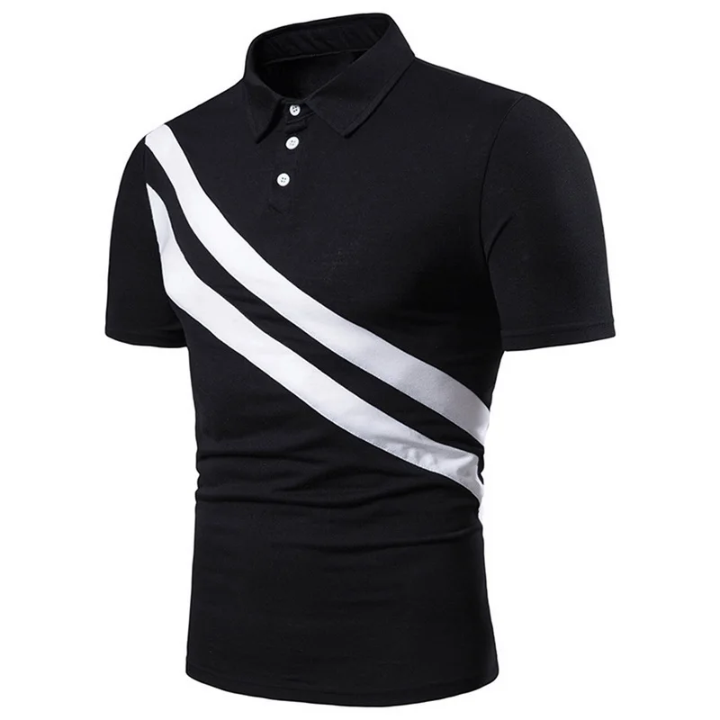 

MJARTORIA Polo Men Shirts Striped Printed Short Sleeve Slim Knitwear Summer Breathable Bussiness High Quality Polo Men Shirt