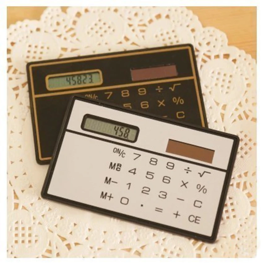 

Solar Powered Calculator Slim Credit Card Cheap Solar Power Pocket Calculator Novelty Small Travel Compact