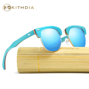 

Kithdia Brand Polarized Lens Blue Wooden Frame Sunglasses / Bamboo Sunglasses and Support DropShipping / Provide Pictures #KD035