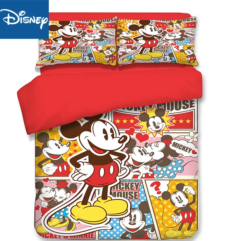 

Disney Mickey mouse single size comforter bedding sets 3pc for kids comforter covers UK queen size girl birthday gift 3D