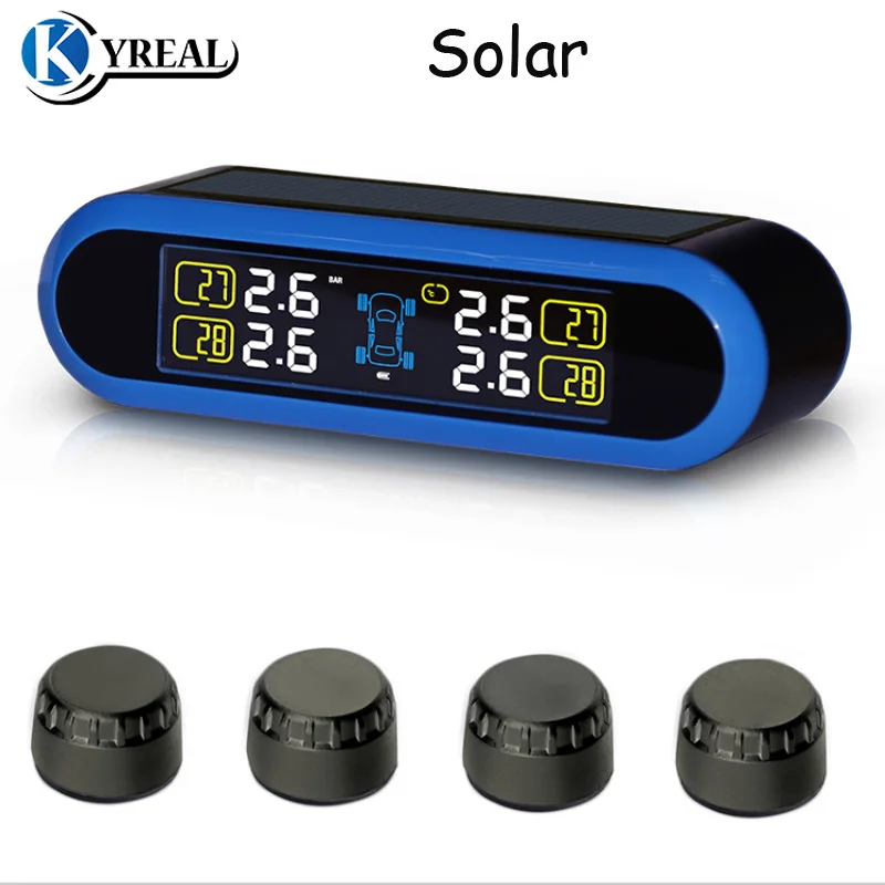 New Careud Tpms Solar Universal Car Tyre Pressure Monitor 4pcs External/ Internal Sensor Tyre
