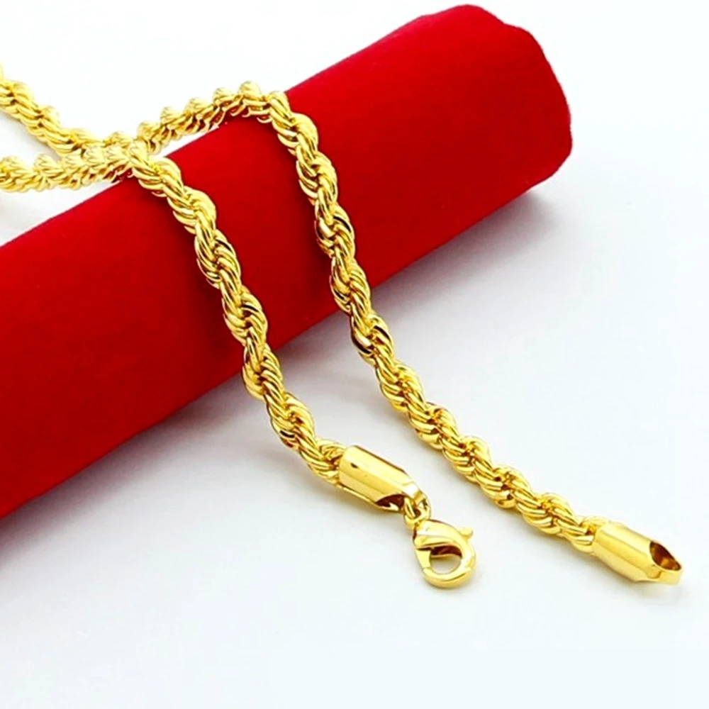 4mm Wide Rope Chain Yellow Gold Filled 