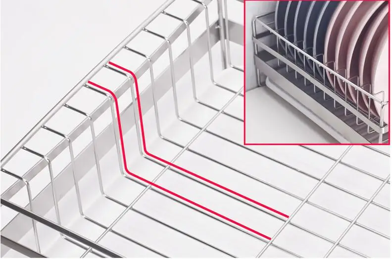 Кухонная сушилка для посуды из нержавеющей стали 304, передний выдвижной поддон для капель, чаша, Настольная стойка для хранения, двойной забор, дизайн