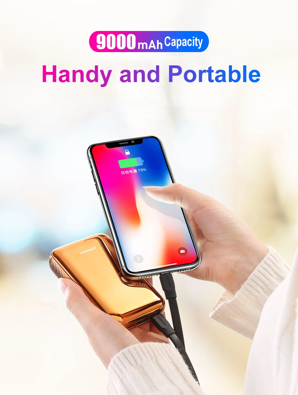 Joyroom 9000mAh Power Bank 5V 3.1A Fast Charger LED Type-c USB Port External Battery Pack Powerbank for iPhone Samsung Huawei