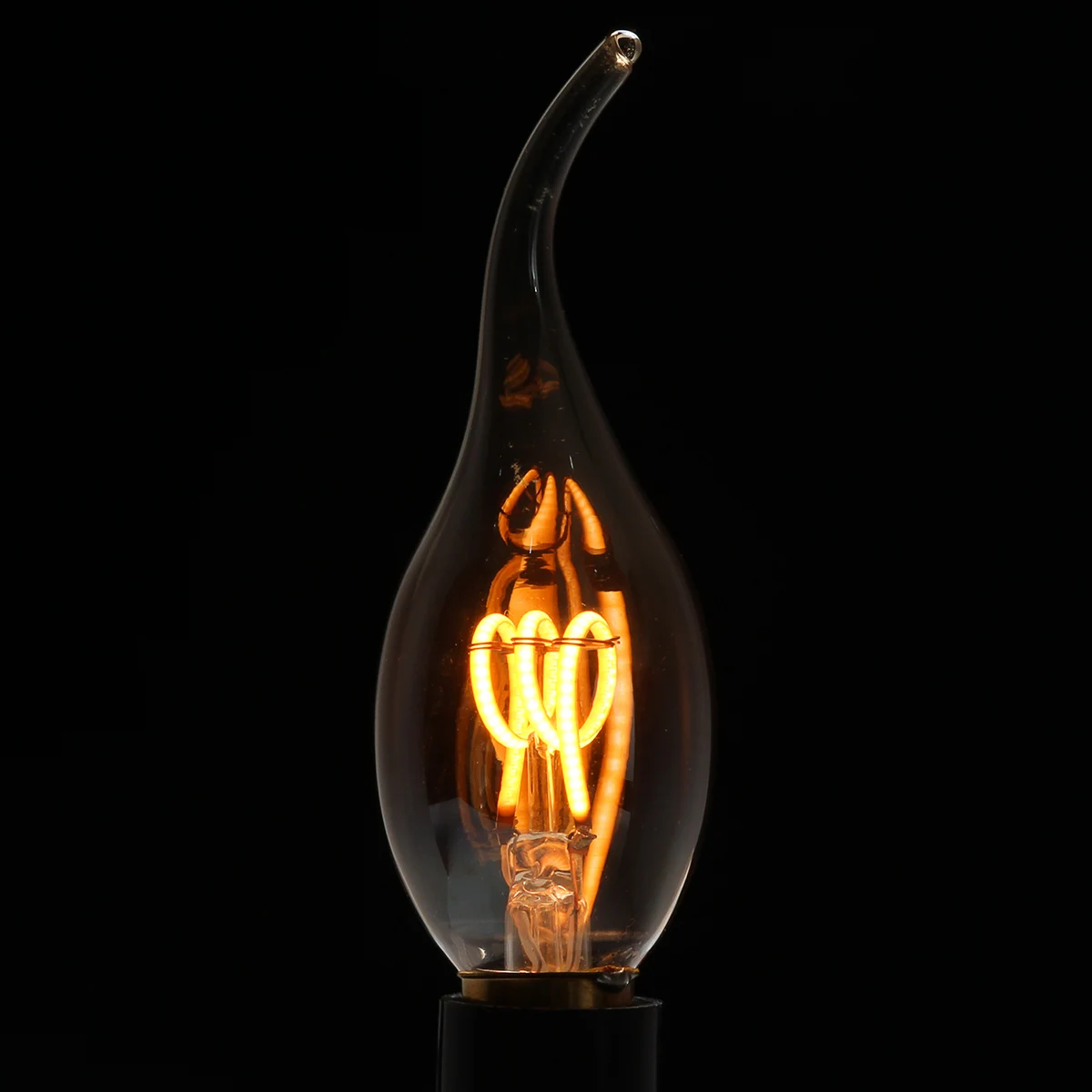 4 шт. цвета: золотистый оттенок E14 Эдисон светодиодный ламп накаливания C35 Винтаж спираль лампа теплый белый 2200 K мягкая гибкая нить Cob Светодиодная лампа с регулировкой