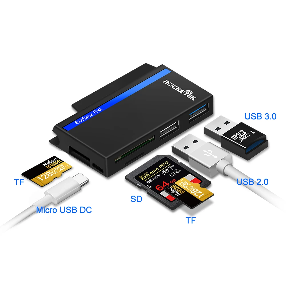 Rocketek USB type C 3 0 или 2 адаптер для чтения карт памяти SD/TF micro SD Microfoft Surface go Hub