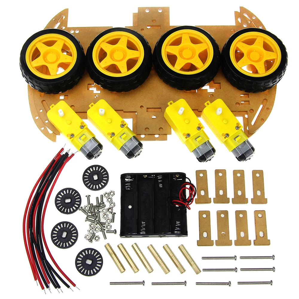 Smart car kit 4WD умный робот шасси автомобиля Наборы с Скорость кодер и Батарея коробка для Arduino DIY Kit