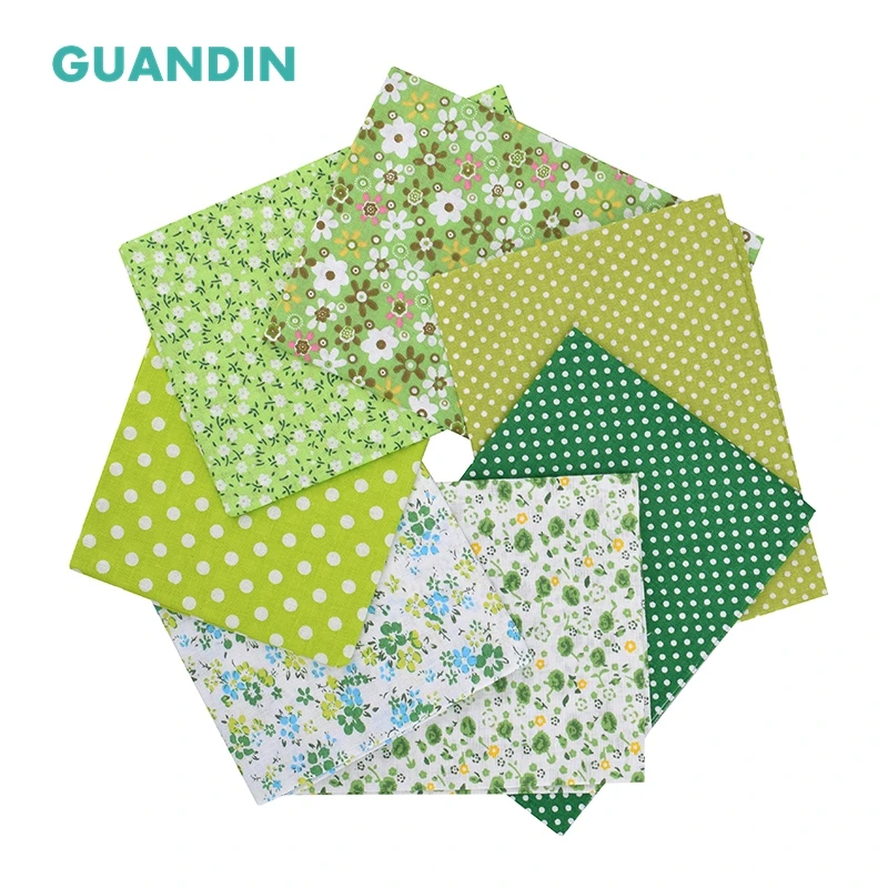 GUANDIN, простое печатное лоскутное изделие из хлопчатобумажной ткани/шитье и квилтинг зеленый цветочный комплект одежды для рукоделия DIY 50*50 см 7 шт./упак