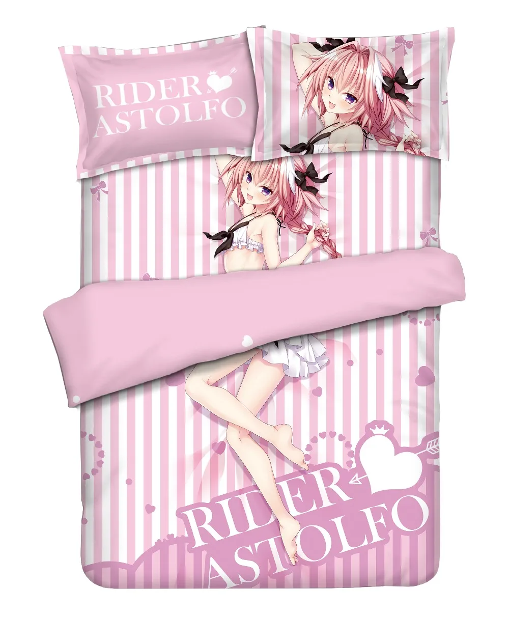  Fate Stay Night Fate Grand Order astolfo Pink Bedding Set With Pillow Cases Bed Sheet Duvet Cover S