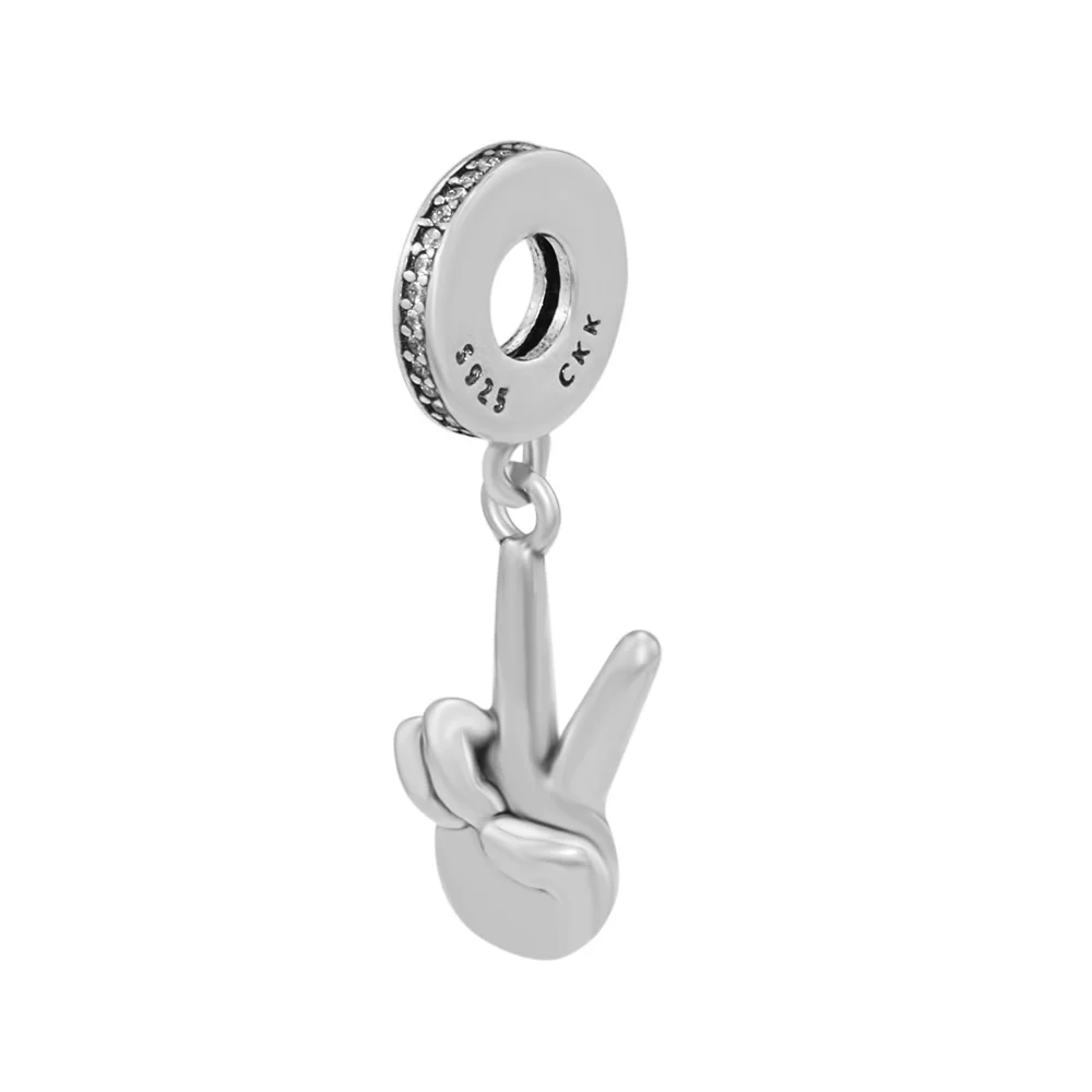 DIY подходит для браслетов Pandora Charms с прозрачными фианитами 925 пробы-серебро-ювелирные изделия
