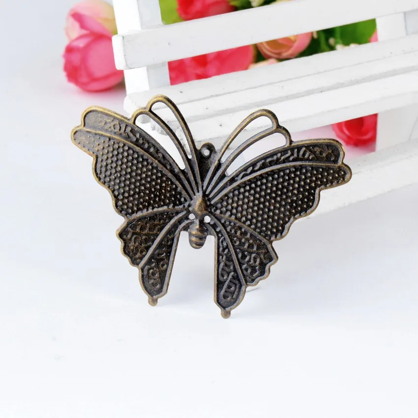 

Free shipping 5Pcs Antique Bronze Filigree Butterfly Wraps Connectors Metal Crafts Gift Decoration DIY Findings 6.9x5cm F0362