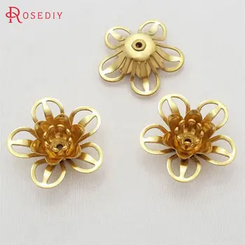 

(29466)20PCS 19MM Not plated color Brass 3D Flowers Beads Caps Diy Jewelry Findings Accessories Wholesale