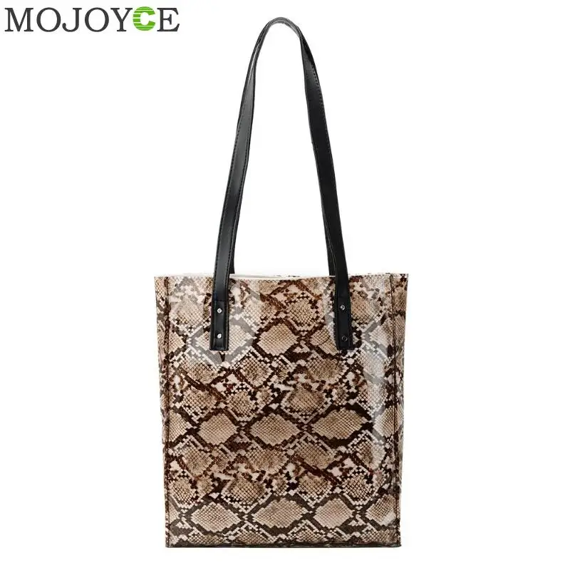 

2019 New Ladies Snake Print Summer PVC Shopping Handbag Fashion Women Simple Shoulder Bags Messenger Totes torebki damskie