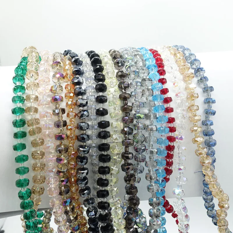 

Wheel beads Rondelle Faceted Crystal Glass Loose Beads Jewelry making 8mm 6mm Multi-color