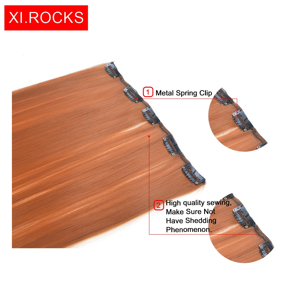 Wjlzz5050/1 p Xi. Rocks синтетические 20 дюймов Ombre ClipIn волосы для наращивания длинные прямые накладные парики для наращивания шиньоны для женщин парик