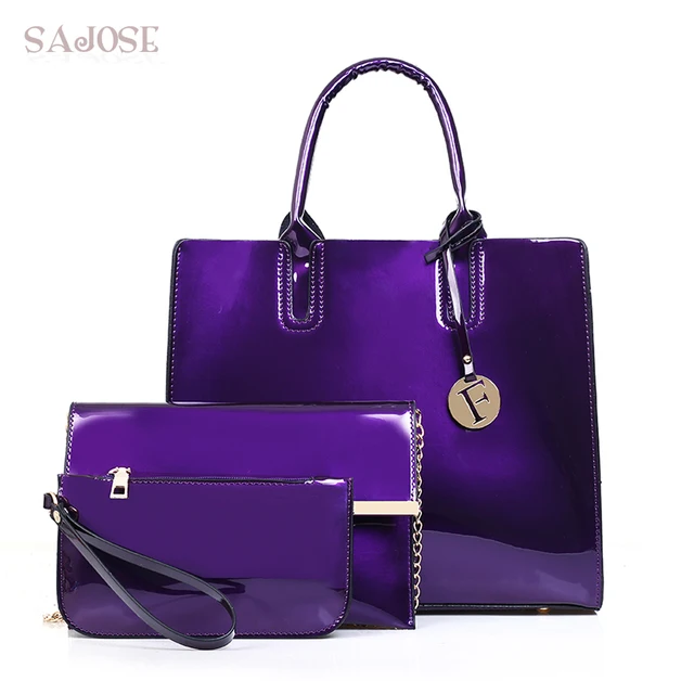 Women Composite Bag 3 Pcs Set Tote Luxury Patent Lady Leather Purse Women Composite Bag 3 Pcs Set Tote Luxury Patent Lady Leather Purse And Handbag Famous