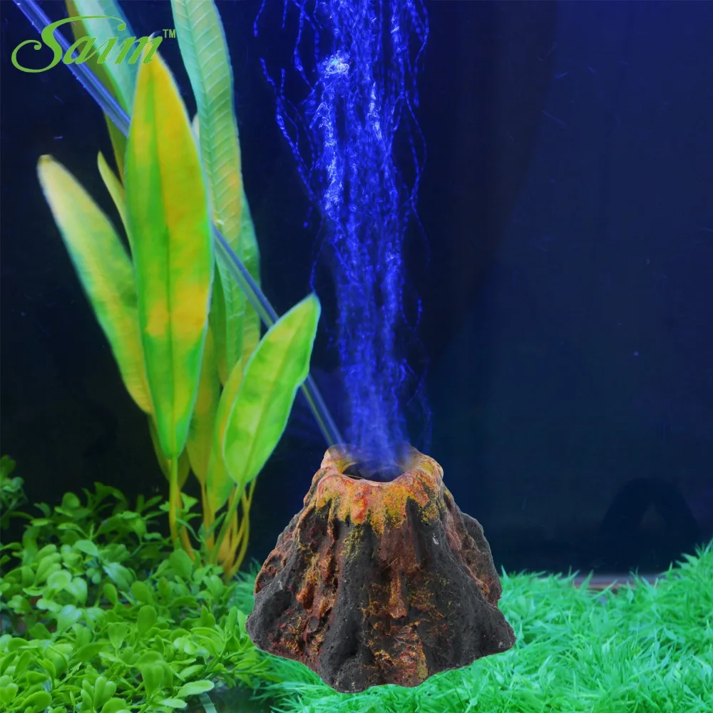 Saim New Aquarium Volcano Shape Aquarium Fish Tank Decor Ornament