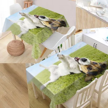 

High Quality Custom cute dog Tablecloth Rectangular Waterproof Dustproof For Kitchen Home Decoration Table Cover