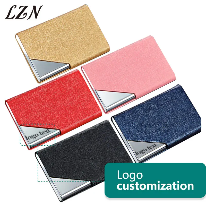 LZN Визитница ID для кредитных карт для женщин и мужчин модный бренд Металлический Алюминиевый футляр для карт памяти искусственная кожа бесплатно настраиваемый логотип/текст