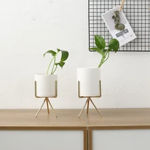 Скандинавский стиль керамический Железный цветочный горшок ваза для украшения интерьера зеленая Цветочная ваза для растений для дома кофейня украшение дома