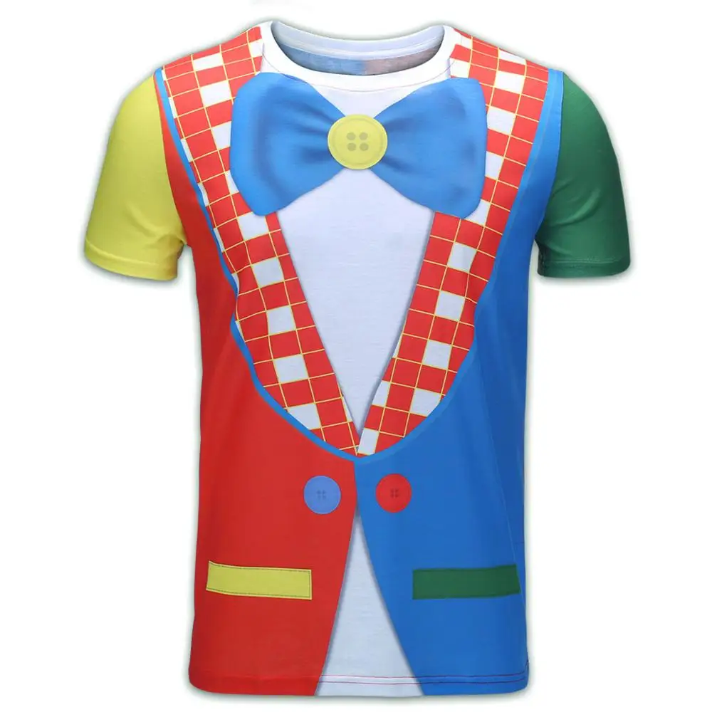 Clown Мужской костюм капитана, футболка, забавная, косплей, Хэллоуин, тройник, взрослый человек, топ, ковбой, пират, клоун, пилот, Униформа, карнавал, 3D размера плюс - Цвет: Clown