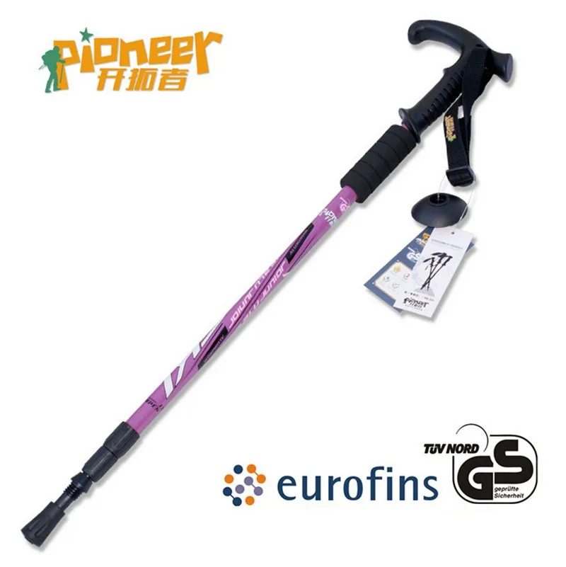 Pólo de Esqui Bengala de Trekking 2018 Muleta Ajustável Caminhadas Esqui Escalada Camping Telescópica Cane Alpenstock Alumínio Choque 12 High Quality Esporte e Lazer