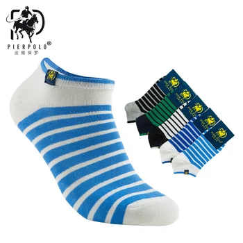 

PIER polo male socks 5 pairs spring POLO socks Men's striped cloth standard series Cotton socks deodorant Short Casual meias sox