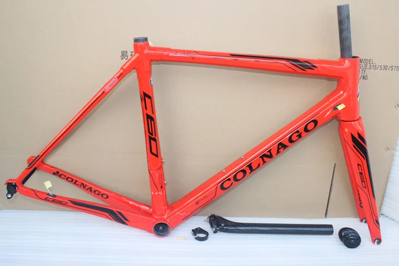 Colnago C60 шоссейная велосипедная Рама красная карбоновая велосипедная Рама+ подседельный штырь+ вилка+ зажим+ гарнитура