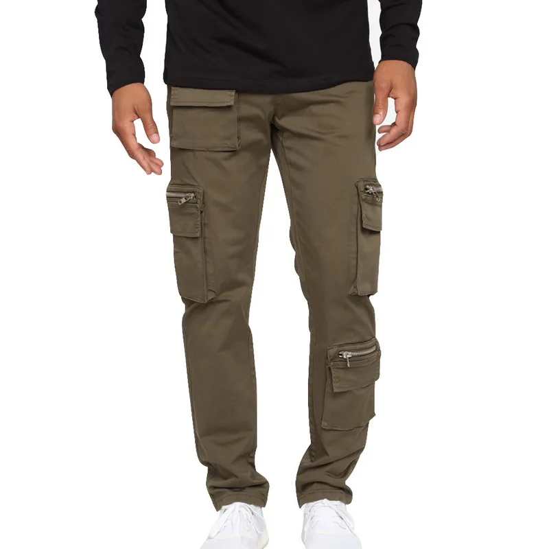 

Litthing Cargo Pants Multi-pocket Baggy Casual Trousers Men Jogger Pants Casual Cotton Pants Hip Hop Ribbon Male Pant Streetwear