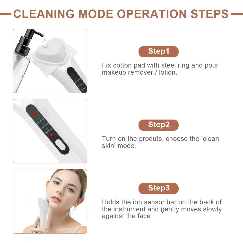  Face Cleansing Device Sonic Vibration Warming Massager Facial Nourishing Lift Toning Machine Consta