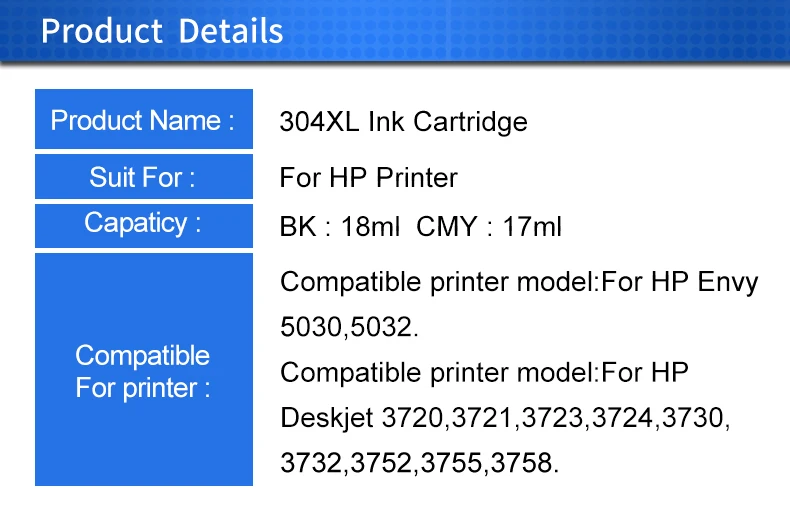 INKARENA 304XL картридж с чернилами для hp 304 картриджи для hp 304 XL Deskjet 3730 3732 3720 3721 3723 3724 3752 3755 3758 струйные принтеры