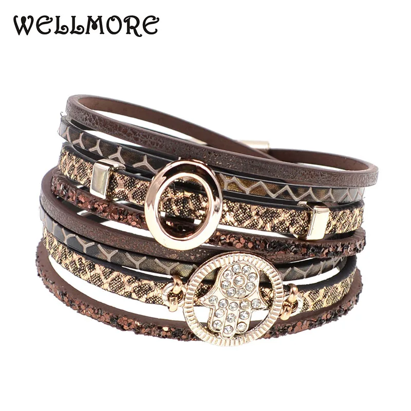 WELLMORE new stlye leather bracelet wrap bracelets for women Trendy Bohemian bracelets wholesale ...