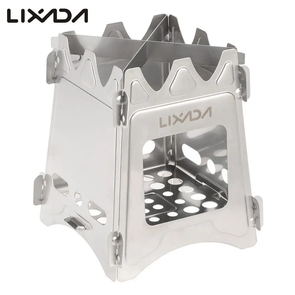 Portable Folding Wood Stove Lightweight Stainless Steel Alcohol Stove for Outdoor Cooking