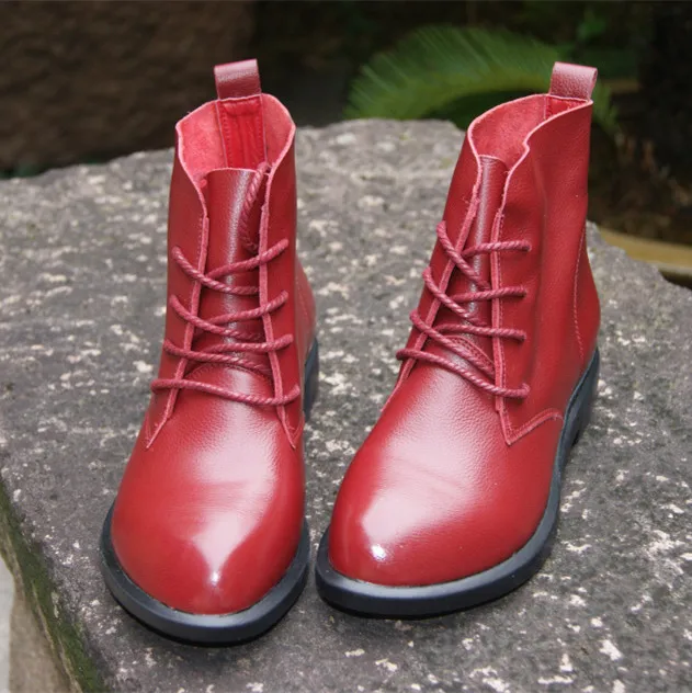 Head layer cowhide pure handmade ankle half short font b boots b font Sen female casual