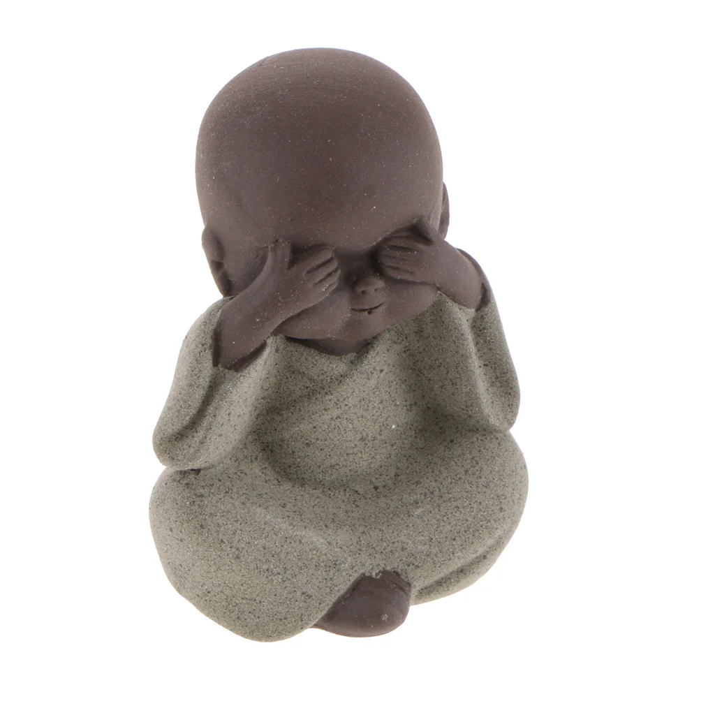 3x Buddha Statue Monk Tea Pet for Zen Garden Sand Decoration Meditation Home Office Decoration