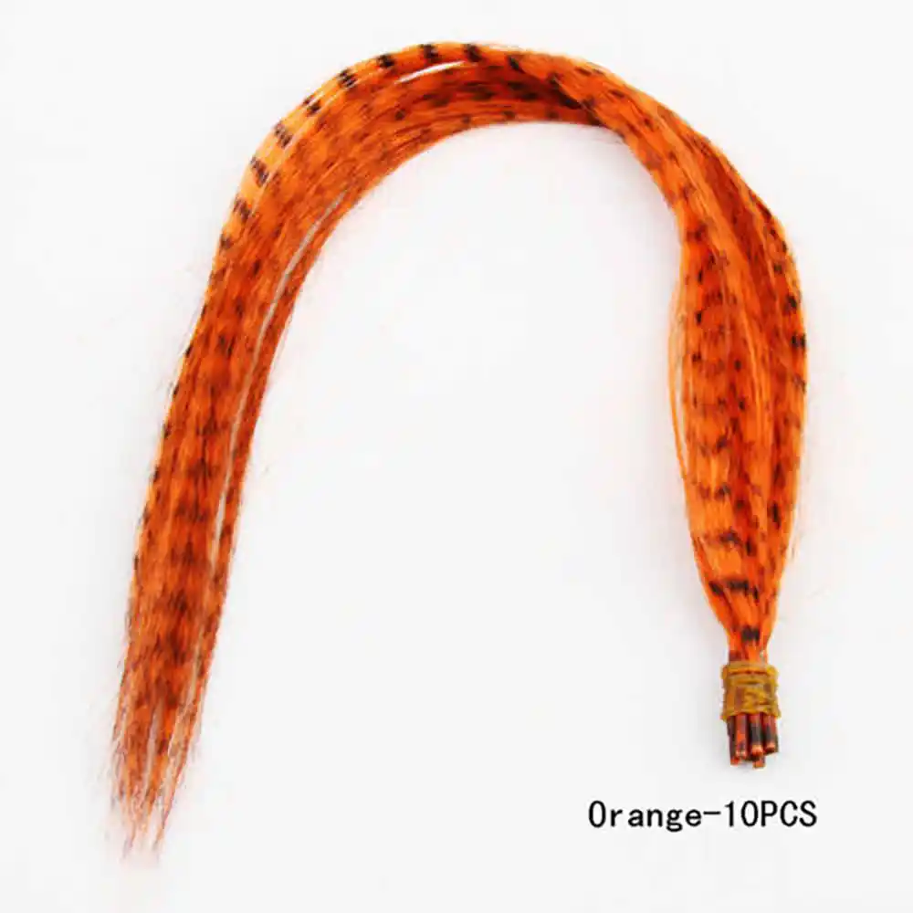 10 шт. красочные очаровательные гризли перья волосы для наращивания длинные прямые натуральные Парикмахерские аксессуары инструмент новое поступление - Цвет: orange