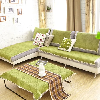 

Modern Style Chic Sofa Cover green grid Sofa Cushion Cotton Linen Fabric Fashion Four Seasons Available Home Wedding Decoration