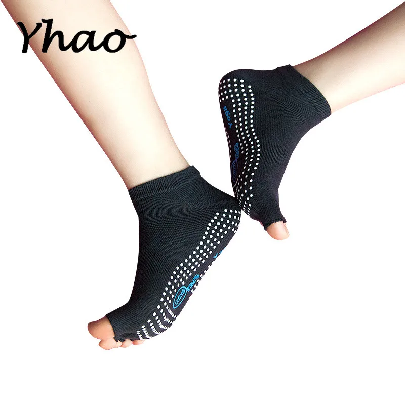 Yhao Йога Toeless носки нескользящие лодыжки сцепление носки для женщин профессиональный Пилатес фитнес спортзал спортивные носки