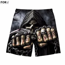 FORUDESIGNS/Новинка; модные летние мужские пляжные шорты с 3D принтом черепа; мужские пляжные шорты; стильные мужские шорты