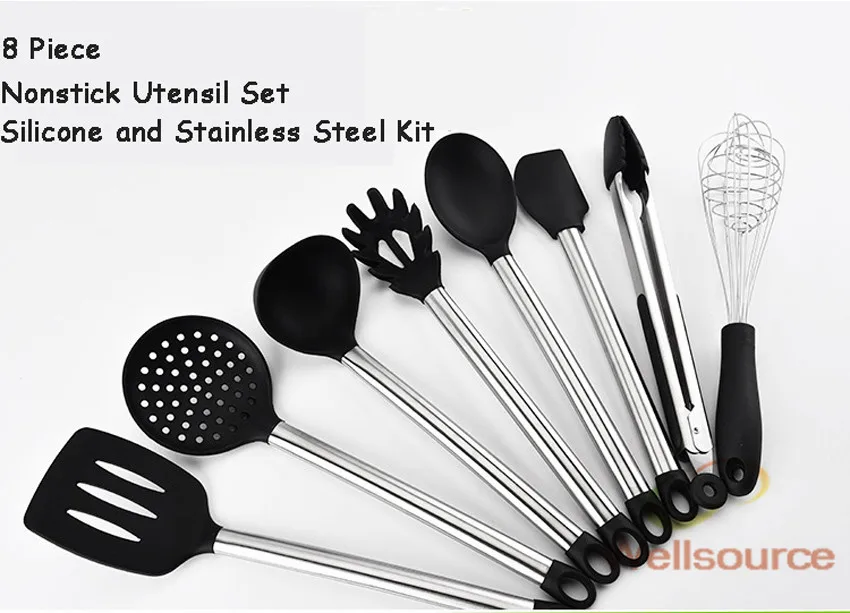 8 Piece Nonstick Cooking Kitchen Utensils Set Silicone ...
