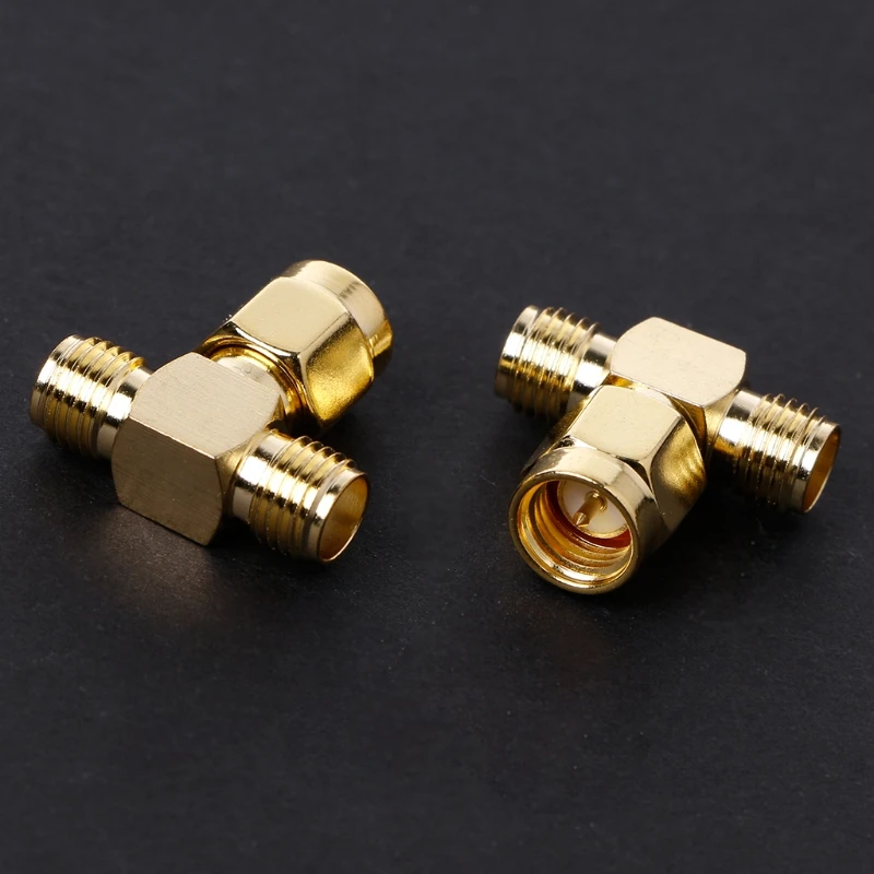 

10PCS 3 Way Splitter SMA Male to Two SMA Female Triple T RF Adapter Connector
