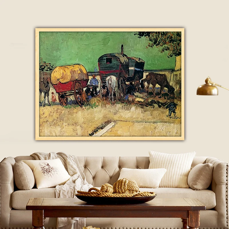

Van Gogh encampment of gypsies with caravans diy by numbers art paint decorative landscape adult decompress hand drawing room