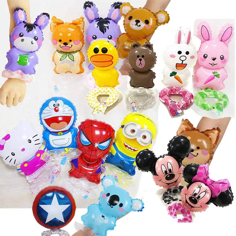 

Bracelets balloons Kids birthday party favors Spiderman /Mickey /Minie foil balloon Children's day gift 200 pcs/lot